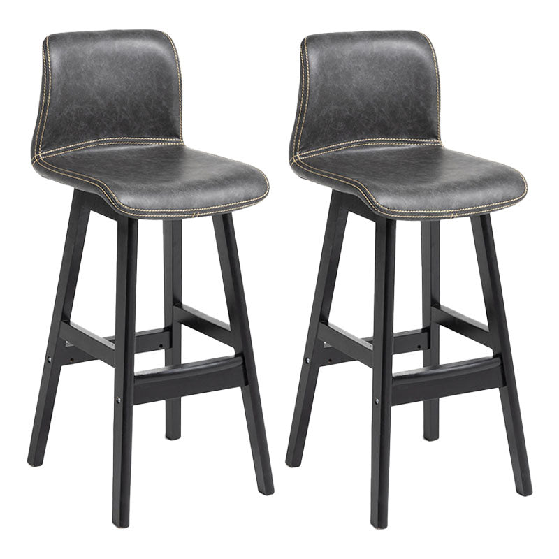 Scandinavian Rubberwood Home Stool Matte Finish Leather Barstool Grey Set of 2 Clearhalo 'Bar Furniture' 'Bar Stools' 'bar_stools' 'Furniture' 'furniture_bar_stools' 'Kitchen & Dining Furniture' 4889035