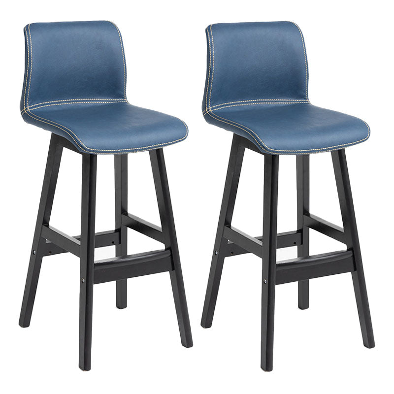 Scandinavian Rubberwood Home Stool Matte Finish Leather Barstool Royal Blue Set of 2 Clearhalo 'Bar Furniture' 'Bar Stools' 'bar_stools' 'Furniture' 'furniture_bar_stools' 'Kitchen & Dining Furniture' 4889037