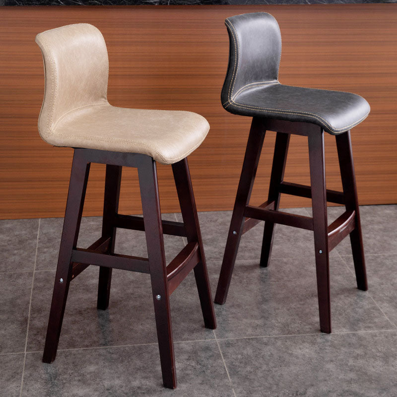 Scandinavian Rubberwood Home Stool Matte Finish Leather Barstool Clearhalo 'Bar Furniture' 'Bar Stools' 'bar_stools' 'Furniture' 'furniture_bar_stools' 'Kitchen & Dining Furniture' 4889038
