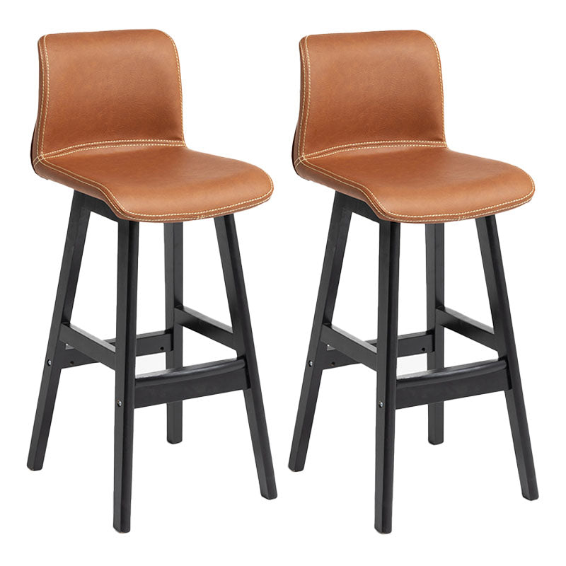 Scandinavian Rubberwood Home Stool Matte Finish Leather Barstool Light Brown Set of 2 Clearhalo 'Bar Furniture' 'Bar Stools' 'bar_stools' 'Furniture' 'furniture_bar_stools' 'Kitchen & Dining Furniture' 4889039