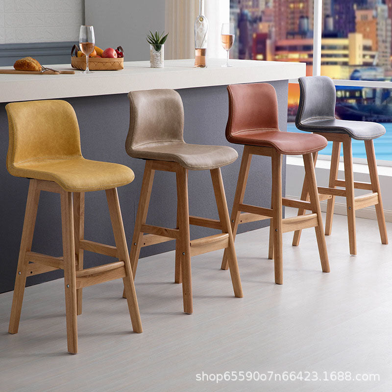 Scandinavian Rubberwood Home Stool Matte Finish Leather Barstool Clearhalo 'Bar Furniture' 'Bar Stools' 'bar_stools' 'Furniture' 'furniture_bar_stools' 'Kitchen & Dining Furniture' 4889041