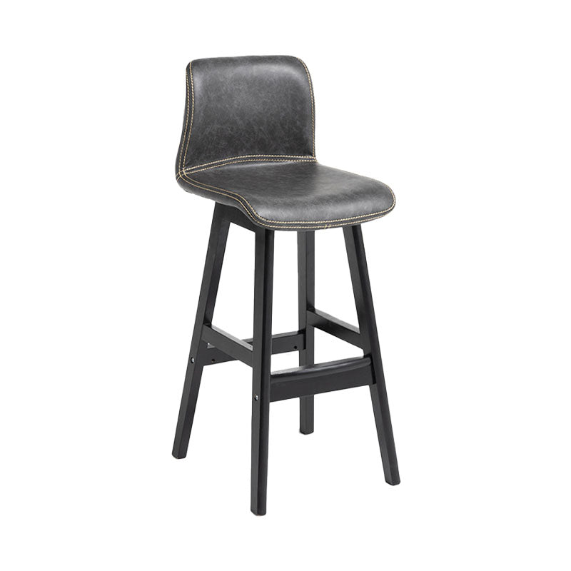 Scandinavian Rubberwood Home Stool Matte Finish Leather Barstool Clearhalo 'Bar Furniture' 'Bar Stools' 'bar_stools' 'Furniture' 'furniture_bar_stools' 'Kitchen & Dining Furniture' 4889043
