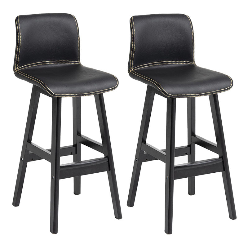 Scandinavian Rubberwood Home Stool Matte Finish Leather Barstool Black Set of 2 Clearhalo 'Bar Furniture' 'Bar Stools' 'bar_stools' 'Furniture' 'furniture_bar_stools' 'Kitchen & Dining Furniture' 4889044