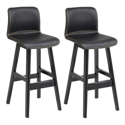 Scandinavian Rubberwood Home Stool Matte Finish Leather Barstool Black Set of 2 Clearhalo 'Bar Furniture' 'Bar Stools' 'bar_stools' 'Furniture' 'furniture_bar_stools' 'Kitchen & Dining Furniture' 4889044