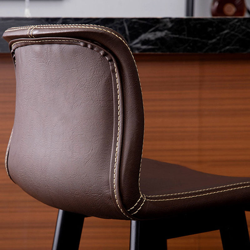 Scandinavian Rubberwood Home Stool Matte Finish Leather Barstool Clearhalo 'Bar Furniture' 'Bar Stools' 'bar_stools' 'Furniture' 'furniture_bar_stools' 'Kitchen & Dining Furniture' 4889045