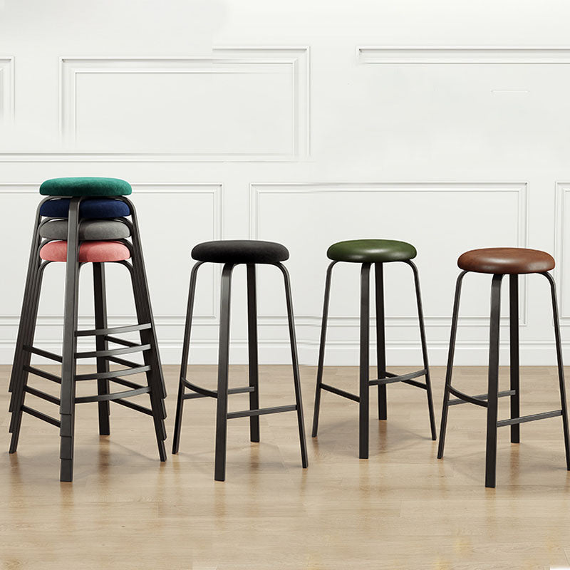 Modern Stackable Footrest Barstool Matte Finish Upholstered Home Stool Clearhalo 'Bar Furniture' 'Bar Stools' 'bar_stools' 'furn' 'furn_bar_stools' 'Furniture' 'furniture_bar_stools' 'Kitchen & Dining Furniture' 4889052