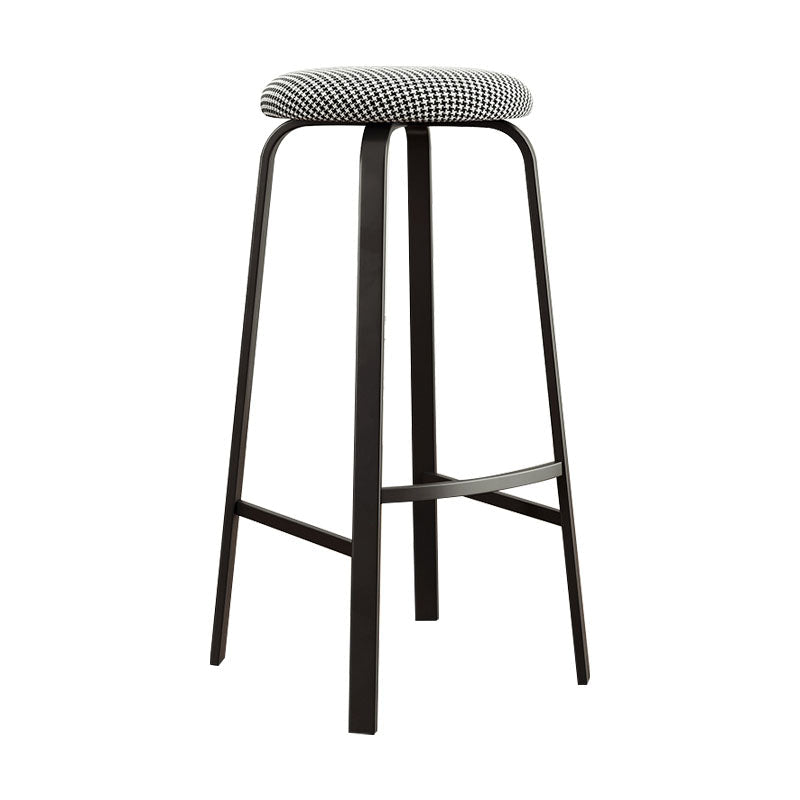 Modern Stackable Footrest Barstool Matte Finish Upholstered Home Stool Black White 1 Piece Clearhalo 'Bar Furniture' 'Bar Stools' 'bar_stools' 'furn' 'furn_bar_stools' 'Furniture' 'furniture_bar_stools' 'Kitchen & Dining Furniture' 4889054