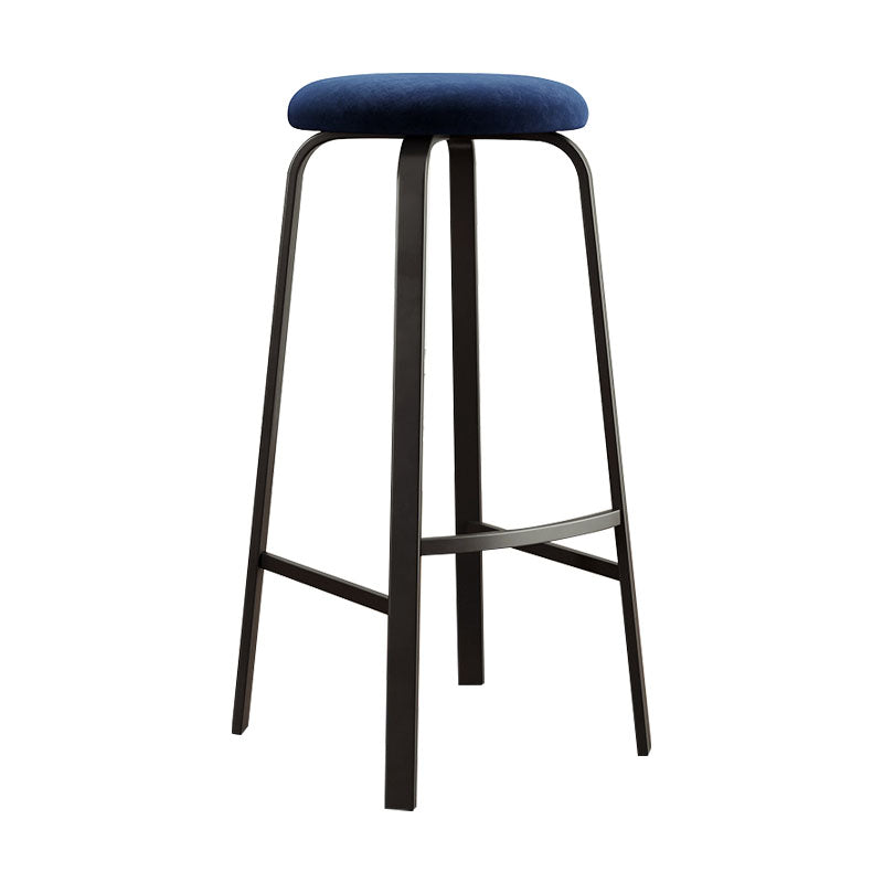 Modern Stackable Footrest Barstool Matte Finish Upholstered Home Stool Royal Blue 1 Piece Clearhalo 'Bar Furniture' 'Bar Stools' 'bar_stools' 'furn' 'furn_bar_stools' 'Furniture' 'furniture_bar_stools' 'Kitchen & Dining Furniture' 4889057
