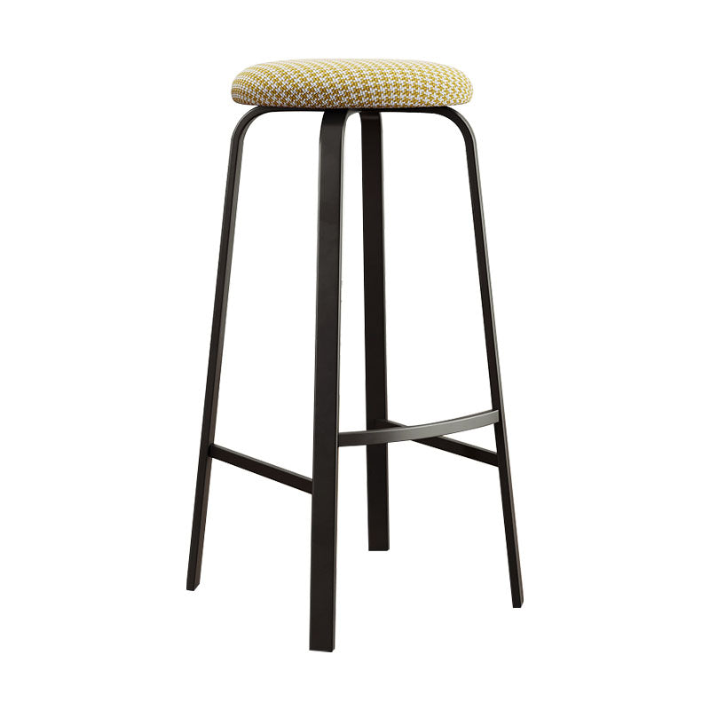 Modern Stackable Footrest Barstool Matte Finish Upholstered Home Stool Yellow White 1 Piece Clearhalo 'Bar Furniture' 'Bar Stools' 'bar_stools' 'furn' 'furn_bar_stools' 'Furniture' 'furniture_bar_stools' 'Kitchen & Dining Furniture' 4889058