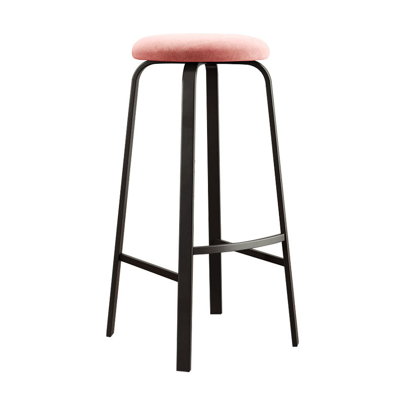 Modern Stackable Footrest Barstool Matte Finish Upholstered Home Stool Pink 1 Piece Clearhalo 'Bar Furniture' 'Bar Stools' 'bar_stools' 'furn' 'furn_bar_stools' 'Furniture' 'furniture_bar_stools' 'Kitchen & Dining Furniture' 4889074