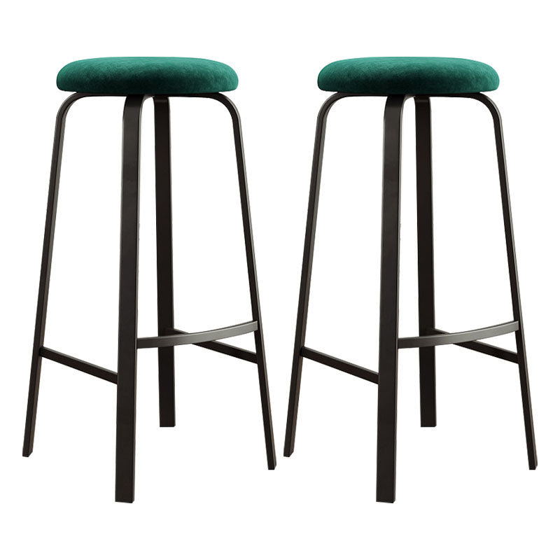 Modern Stackable Footrest Barstool Matte Finish Upholstered Home Stool Green 2 Piece Set Clearhalo 'Bar Furniture' 'Bar Stools' 'bar_stools' 'furn' 'furn_bar_stools' 'Furniture' 'furniture_bar_stools' 'Kitchen & Dining Furniture' 4889076