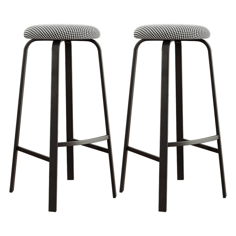 Modern Stackable Footrest Barstool Matte Finish Upholstered Home Stool Black White 2 Piece Set Clearhalo 'Bar Furniture' 'Bar Stools' 'bar_stools' 'furn' 'furn_bar_stools' 'Furniture' 'furniture_bar_stools' 'Kitchen & Dining Furniture' 4889079