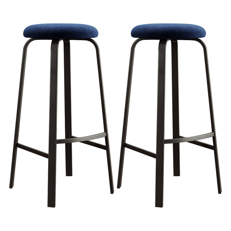 Modern Stackable Footrest Barstool Matte Finish Upholstered Home Stool Royal Blue 2 Piece Set Clearhalo 'Bar Furniture' 'Bar Stools' 'bar_stools' 'furn' 'furn_bar_stools' 'Furniture' 'furniture_bar_stools' 'Kitchen & Dining Furniture' 4889080