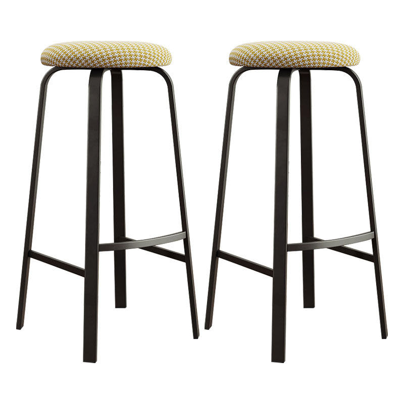 Modern Stackable Footrest Barstool Matte Finish Upholstered Home Stool Yellow White 2 Piece Set Clearhalo 'Bar Furniture' 'Bar Stools' 'bar_stools' 'furn' 'furn_bar_stools' 'Furniture' 'furniture_bar_stools' 'Kitchen & Dining Furniture' 4889082