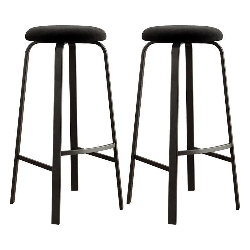 Modern Stackable Footrest Barstool Matte Finish Upholstered Home Stool Black 2 Piece Set Clearhalo 'Bar Furniture' 'Bar Stools' 'bar_stools' 'furn' 'furn_bar_stools' 'Furniture' 'furniture_bar_stools' 'Kitchen & Dining Furniture' 4889083