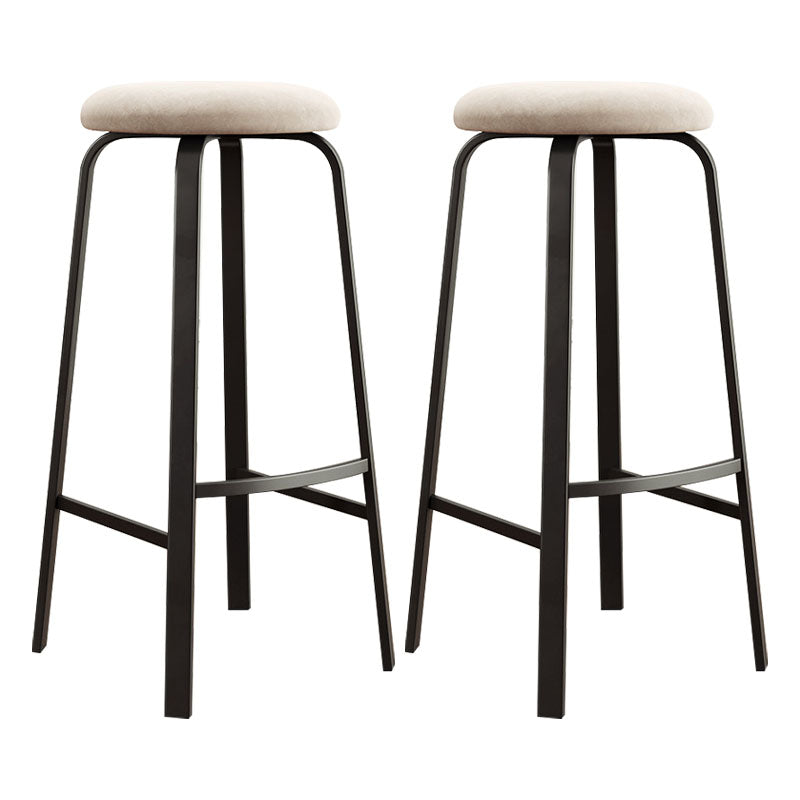 Modern Stackable Footrest Barstool Matte Finish Upholstered Home Stool Beige 2 Piece Set Clearhalo 'Bar Furniture' 'Bar Stools' 'bar_stools' 'furn' 'furn_bar_stools' 'Furniture' 'furniture_bar_stools' 'Kitchen & Dining Furniture' 4889084