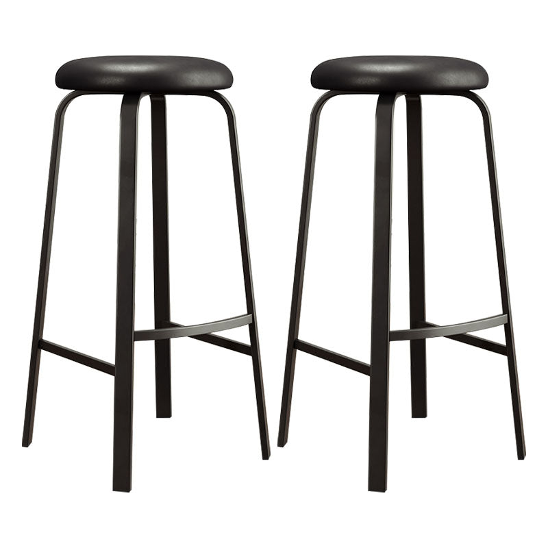 Modern Stackable Footrest Barstool Matte Finish Upholstered Home Stool Gloss Black 2 Piece Set Clearhalo 'Bar Furniture' 'Bar Stools' 'bar_stools' 'furn' 'furn_bar_stools' 'Furniture' 'furniture_bar_stools' 'Kitchen & Dining Furniture' 4889085