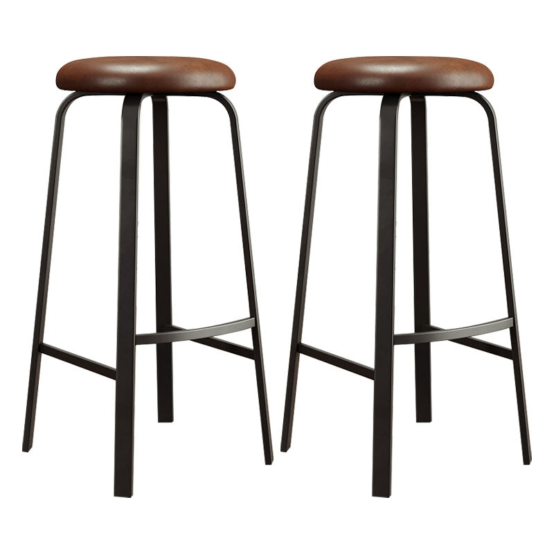 Modern Stackable Footrest Barstool Matte Finish Upholstered Home Stool Brown 2 Piece Set Clearhalo 'Bar Furniture' 'Bar Stools' 'bar_stools' 'furn' 'furn_bar_stools' 'Furniture' 'furniture_bar_stools' 'Kitchen & Dining Furniture' 4889086