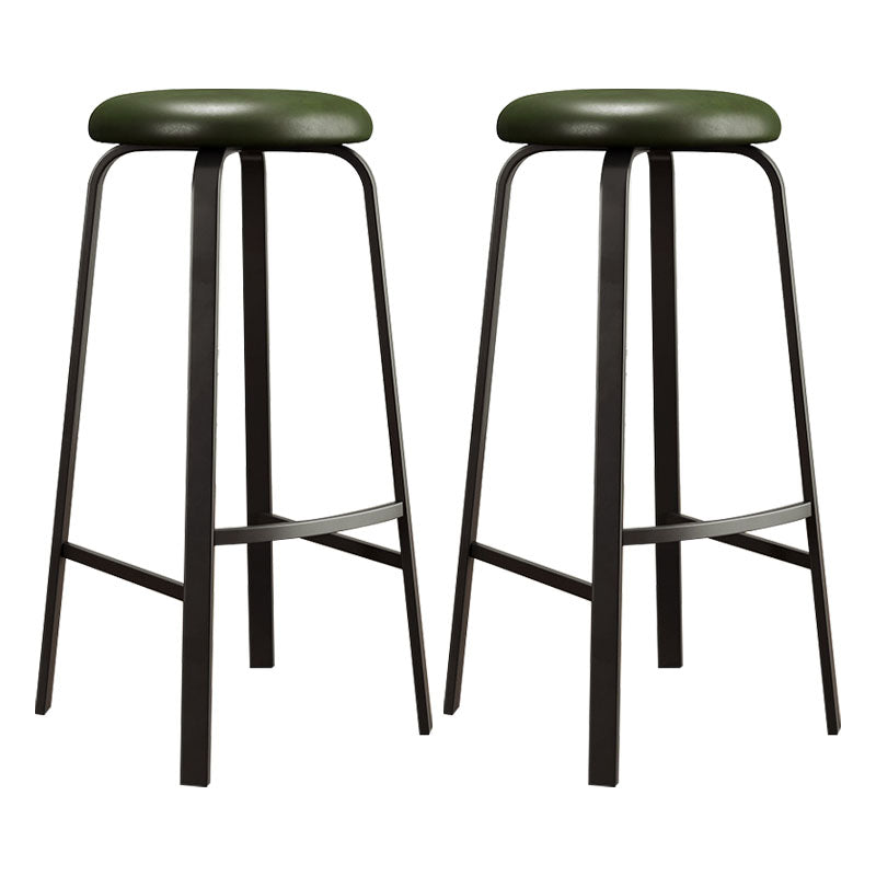 Modern Stackable Footrest Barstool Matte Finish Upholstered Home Stool Dark Green 2 Piece Set Clearhalo 'Bar Furniture' 'Bar Stools' 'bar_stools' 'furn' 'furn_bar_stools' 'Furniture' 'furniture_bar_stools' 'Kitchen & Dining Furniture' 4889087