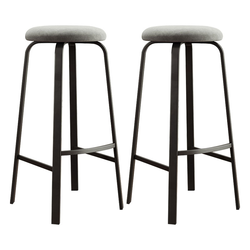 Modern Stackable Footrest Barstool Matte Finish Upholstered Home Stool Silver Gray 2 Piece Set Clearhalo 'Bar Furniture' 'Bar Stools' 'bar_stools' 'furn' 'furn_bar_stools' 'Furniture' 'furniture_bar_stools' 'Kitchen & Dining Furniture' 4889088