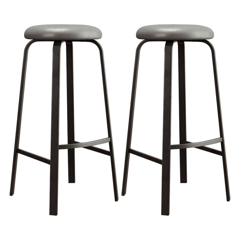 Modern Stackable Footrest Barstool Matte Finish Upholstered Home Stool Grey 2 Piece Set Clearhalo 'Bar Furniture' 'Bar Stools' 'bar_stools' 'furn' 'furn_bar_stools' 'Furniture' 'furniture_bar_stools' 'Kitchen & Dining Furniture' 4889089