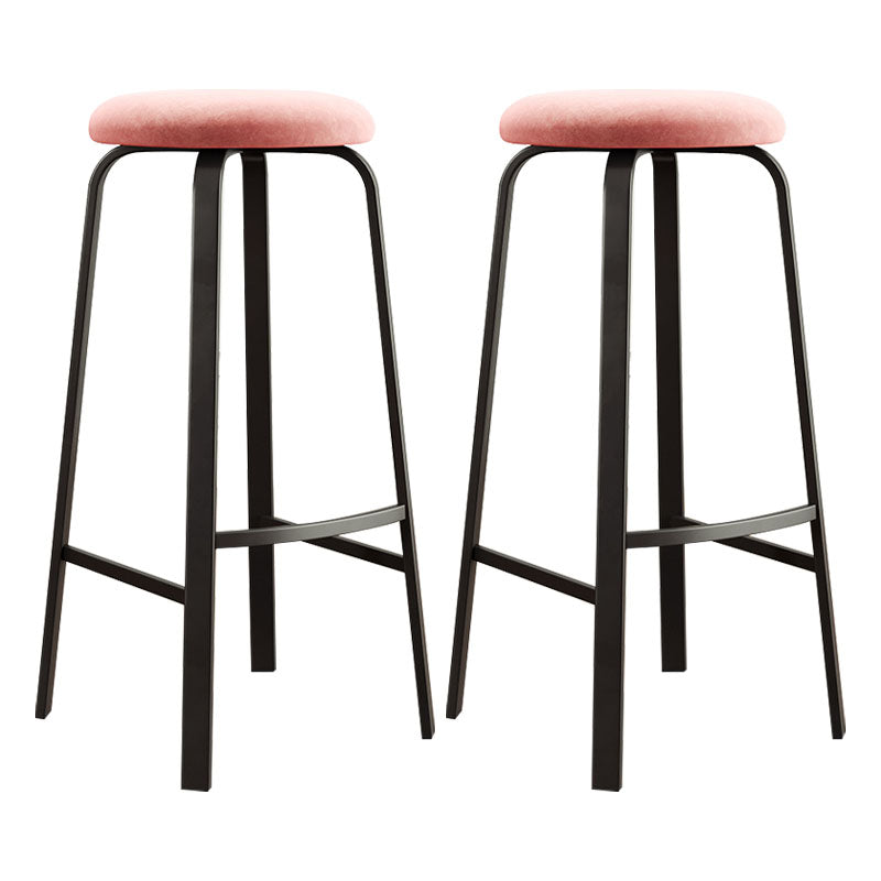 Modern Stackable Footrest Barstool Matte Finish Upholstered Home Stool Pink 2 Piece Set Clearhalo 'Bar Furniture' 'Bar Stools' 'bar_stools' 'furn' 'furn_bar_stools' 'Furniture' 'furniture_bar_stools' 'Kitchen & Dining Furniture' 4889090