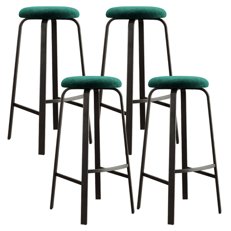 Modern Stackable Footrest Barstool Matte Finish Upholstered Home Stool Green 4 Piece Set Clearhalo 'Bar Furniture' 'Bar Stools' 'bar_stools' 'furn' 'furn_bar_stools' 'Furniture' 'furniture_bar_stools' 'Kitchen & Dining Furniture' 4889091