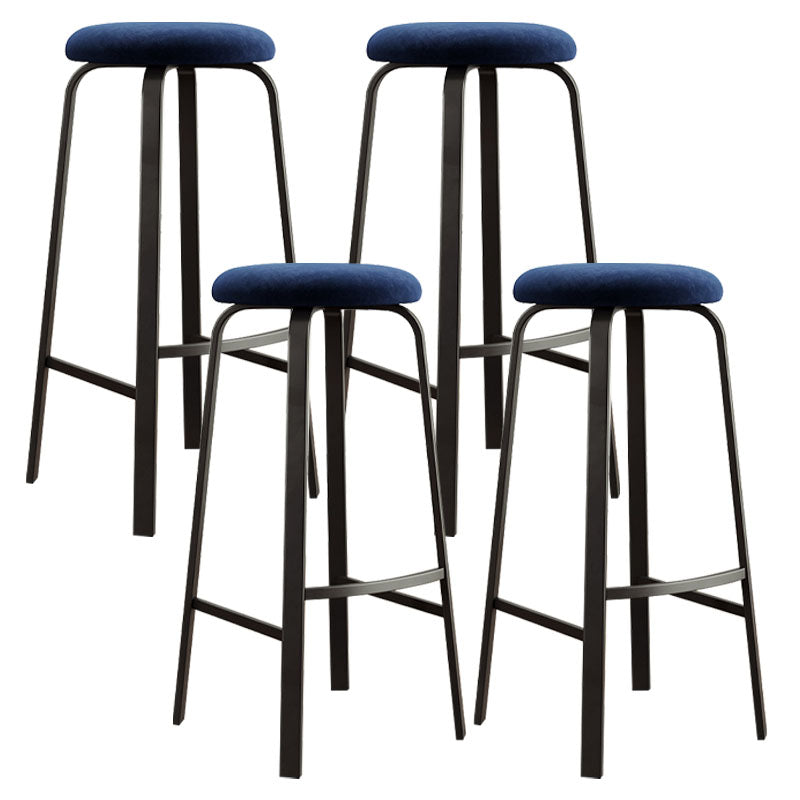 Modern Stackable Footrest Barstool Matte Finish Upholstered Home Stool Royal Blue 4 Piece Set Clearhalo 'Bar Furniture' 'Bar Stools' 'bar_stools' 'furn' 'furn_bar_stools' 'Furniture' 'furniture_bar_stools' 'Kitchen & Dining Furniture' 4889093
