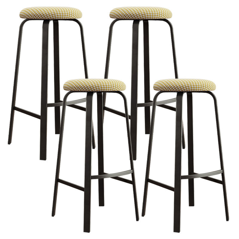 Modern Stackable Footrest Barstool Matte Finish Upholstered Home Stool Yellow White 4 Piece Set Clearhalo 'Bar Furniture' 'Bar Stools' 'bar_stools' 'furn' 'furn_bar_stools' 'Furniture' 'furniture_bar_stools' 'Kitchen & Dining Furniture' 4889094