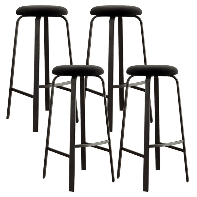 Modern Stackable Footrest Barstool Matte Finish Upholstered Home Stool Black 4 Piece Set Clearhalo 'Bar Furniture' 'Bar Stools' 'bar_stools' 'furn' 'furn_bar_stools' 'Furniture' 'furniture_bar_stools' 'Kitchen & Dining Furniture' 4889095