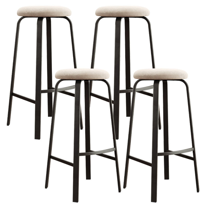 Modern Stackable Footrest Barstool Matte Finish Upholstered Home Stool Beige 4 Piece Set Clearhalo 'Bar Furniture' 'Bar Stools' 'bar_stools' 'furn' 'furn_bar_stools' 'Furniture' 'furniture_bar_stools' 'Kitchen & Dining Furniture' 4889096