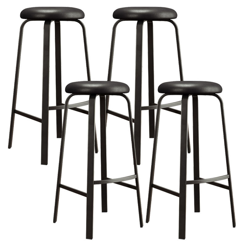 Modern Stackable Footrest Barstool Matte Finish Upholstered Home Stool Gloss Black 4 Piece Set Clearhalo 'Bar Furniture' 'Bar Stools' 'bar_stools' 'furn' 'furn_bar_stools' 'Furniture' 'furniture_bar_stools' 'Kitchen & Dining Furniture' 4889097