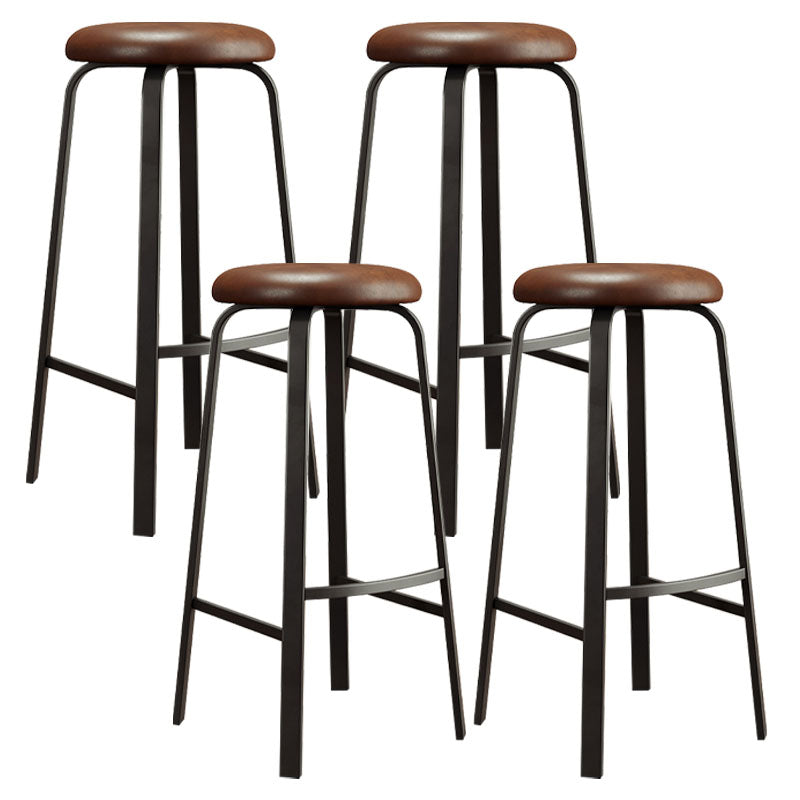 Modern Stackable Footrest Barstool Matte Finish Upholstered Home Stool Brown 4 Piece Set Clearhalo 'Bar Furniture' 'Bar Stools' 'bar_stools' 'furn' 'furn_bar_stools' 'Furniture' 'furniture_bar_stools' 'Kitchen & Dining Furniture' 4889098