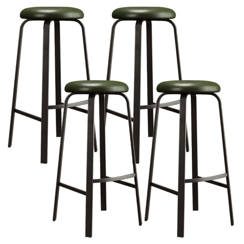 Modern Stackable Footrest Barstool Matte Finish Upholstered Home Stool Dark Green 4 Piece Set Clearhalo 'Bar Furniture' 'Bar Stools' 'bar_stools' 'furn' 'furn_bar_stools' 'Furniture' 'furniture_bar_stools' 'Kitchen & Dining Furniture' 4889099