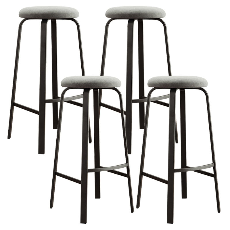 Modern Stackable Footrest Barstool Matte Finish Upholstered Home Stool Silver Gray 4 Piece Set Clearhalo 'Bar Furniture' 'Bar Stools' 'bar_stools' 'furn' 'furn_bar_stools' 'Furniture' 'furniture_bar_stools' 'Kitchen & Dining Furniture' 4889100