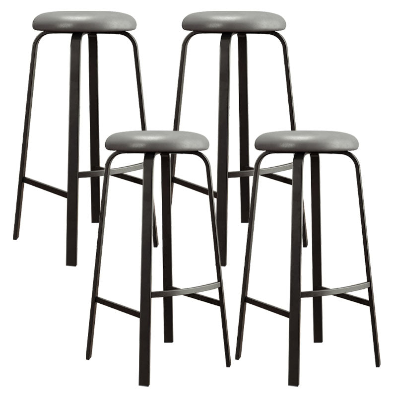 Modern Stackable Footrest Barstool Matte Finish Upholstered Home Stool Grey 4 Piece Set Clearhalo 'Bar Furniture' 'Bar Stools' 'bar_stools' 'furn' 'furn_bar_stools' 'Furniture' 'furniture_bar_stools' 'Kitchen & Dining Furniture' 4889101