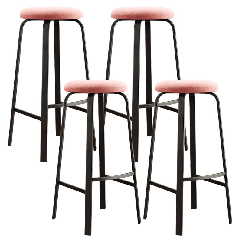 Modern Stackable Footrest Barstool Matte Finish Upholstered Home Stool Pink 4 Piece Set Clearhalo 'Bar Furniture' 'Bar Stools' 'bar_stools' 'furn' 'furn_bar_stools' 'Furniture' 'furniture_bar_stools' 'Kitchen & Dining Furniture' 4889102