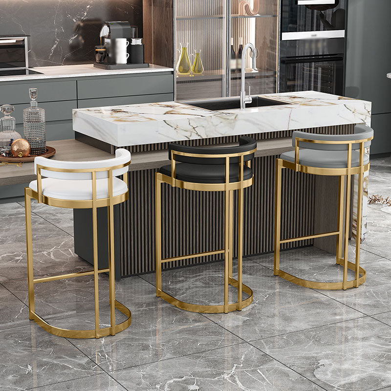 Glam Jewelry Shop Footrest Stool Matte Finish PU Leather Barstool Clearhalo 'Bar Furniture' 'Bar Stools' 'bar_stools' 'furn' 'furn_bar_stools' 'Furniture' 'furniture_bar_stools' 'Kitchen & Dining Furniture' 4889163