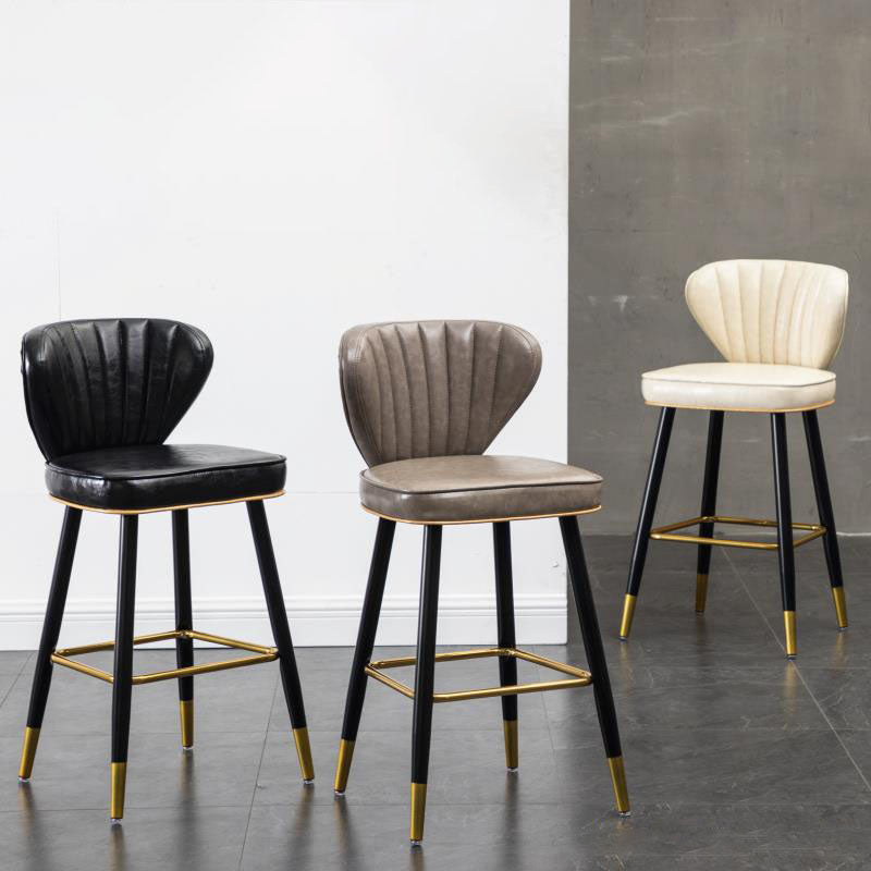 Contemporary Matte Finish Leather Barstool Footrest Reception Stool Clearhalo 'Bar Furniture' 'Bar Stools' 'bar_stools' 'furn' 'furn_bar_stools' 'Furniture' 'furniture_bar_stools' 'Kitchen & Dining Furniture' 4889201