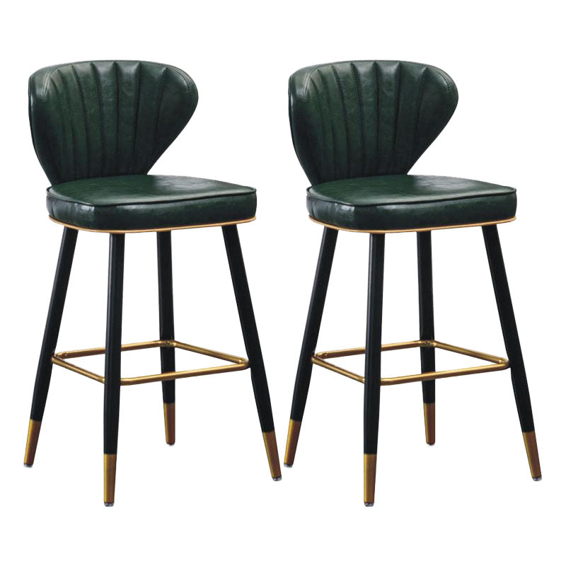 Contemporary Matte Finish Leather Barstool Footrest Reception Stool Blackish Green 2 Piece Set Clearhalo 'Bar Furniture' 'Bar Stools' 'bar_stools' 'furn' 'furn_bar_stools' 'Furniture' 'furniture_bar_stools' 'Kitchen & Dining Furniture' 4889202