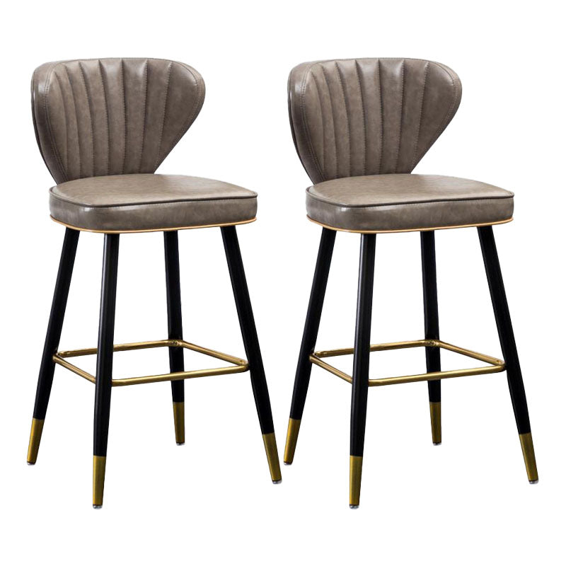 Contemporary Matte Finish Leather Barstool Footrest Reception Stool Light Gray 2 Piece Set Clearhalo 'Bar Furniture' 'Bar Stools' 'bar_stools' 'furn' 'furn_bar_stools' 'Furniture' 'furniture_bar_stools' 'Kitchen & Dining Furniture' 4889203