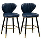 Contemporary Matte Finish Leather Barstool Footrest Reception Stool Navy Blue 2 Piece Set Clearhalo 'Bar Furniture' 'Bar Stools' 'bar_stools' 'furn' 'furn_bar_stools' 'Furniture' 'furniture_bar_stools' 'Kitchen & Dining Furniture' 4889205