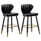 Contemporary Matte Finish Leather Barstool Footrest Reception Stool Black 2 Piece Set Clearhalo 'Bar Furniture' 'Bar Stools' 'bar_stools' 'furn' 'furn_bar_stools' 'Furniture' 'furniture_bar_stools' 'Kitchen & Dining Furniture' 4889207
