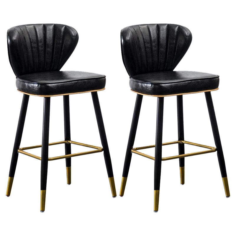 Contemporary Matte Finish Leather Barstool Footrest Reception Stool Black 2 Piece Set Clearhalo 'Bar Furniture' 'Bar Stools' 'bar_stools' 'furn' 'furn_bar_stools' 'Furniture' 'furniture_bar_stools' 'Kitchen & Dining Furniture' 4889207