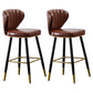 Contemporary Matte Finish Leather Barstool Footrest Reception Stool Red Brown 2 Piece Set Clearhalo 'Bar Furniture' 'Bar Stools' 'bar_stools' 'furn' 'furn_bar_stools' 'Furniture' 'furniture_bar_stools' 'Kitchen & Dining Furniture' 4889211