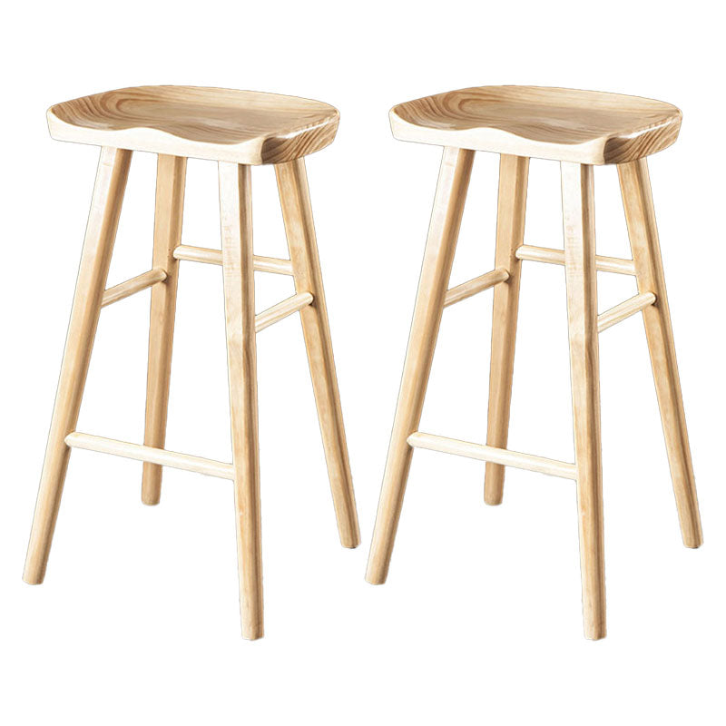 Modern Armless Backless Counter Stool Wood Milk Tea Shop Bar Stool with Seat 2 Piece Set Bucket Clearhalo 'Bar Furniture' 'Bar Stools' 'bar_stools' 'furn' 'furn_bar_stools' 'Furniture' 'furniture_bar_stools' 'Kitchen & Dining Furniture' 4889219