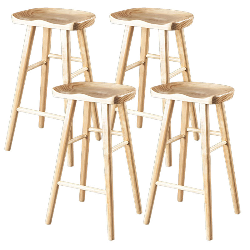 Modern Armless Backless Counter Stool Wood Milk Tea Shop Bar Stool with Seat 4 Piece Set Bucket Clearhalo 'Bar Furniture' 'Bar Stools' 'bar_stools' 'furn' 'furn_bar_stools' 'Furniture' 'furniture_bar_stools' 'Kitchen & Dining Furniture' 4889223
