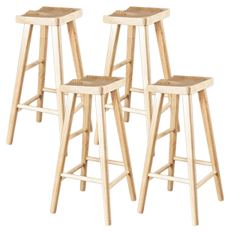 Modern Armless Backless Counter Stool Wood Milk Tea Shop Bar Stool with Seat 4 Piece Set Saddle Clearhalo 'Bar Furniture' 'Bar Stools' 'bar_stools' 'furn' 'furn_bar_stools' 'Furniture' 'furniture_bar_stools' 'Kitchen & Dining Furniture' 4889225