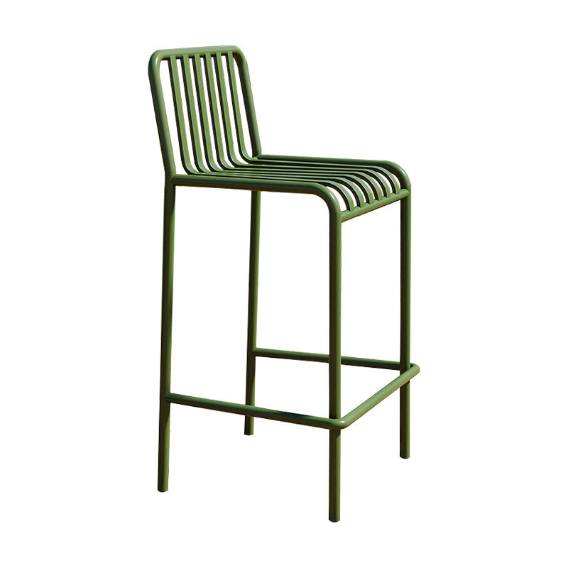 Modern Armless Backrest Counter Stool Iron Cafe Bar Stool with Seat and Pedal Green 1 Piece Clearhalo 'Bar Furniture' 'Bar Stools' 'bar_stools' 'furn' 'furn_bar_stools' 'Furniture' 'furniture_bar_stools' 'Kitchen & Dining Furniture' 4889239