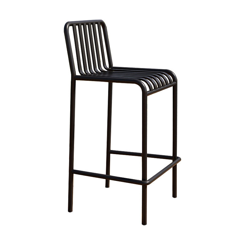 Modern Armless Backrest Counter Stool Iron Cafe Bar Stool with Seat and Pedal Black 1 Piece Clearhalo 'Bar Furniture' 'Bar Stools' 'bar_stools' 'furn' 'furn_bar_stools' 'Furniture' 'furniture_bar_stools' 'Kitchen & Dining Furniture' 4889242